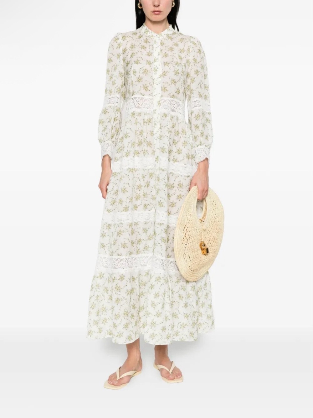 Sandro FLORAL LACE MIDI DRESS Size US 4 / EU 36